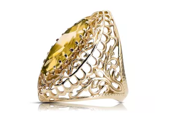 14K Yellow gold Yellow Peridot Ring Vintage vrc090y